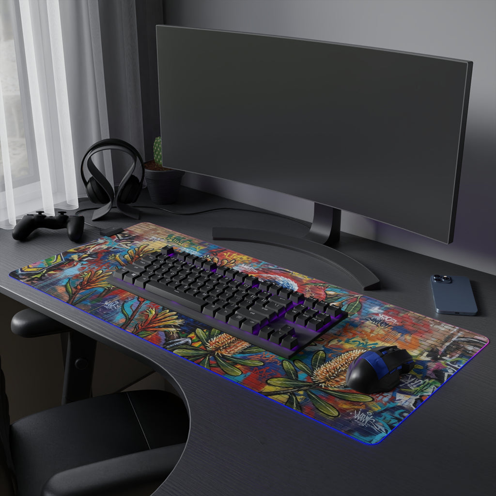 Colorful Lorikeet Art LED Gaming Mouse Pad | RGB Desk Mat