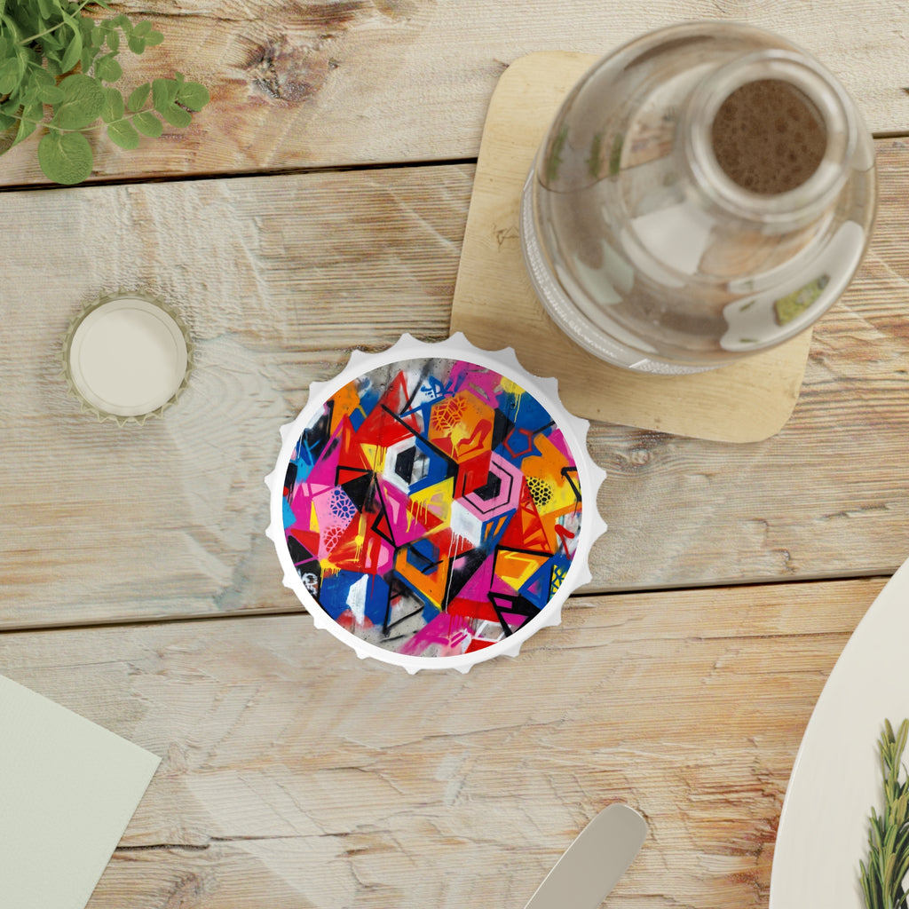 Bottle Opener - Colorful Geometric Graffiti Bottle Cap Opener