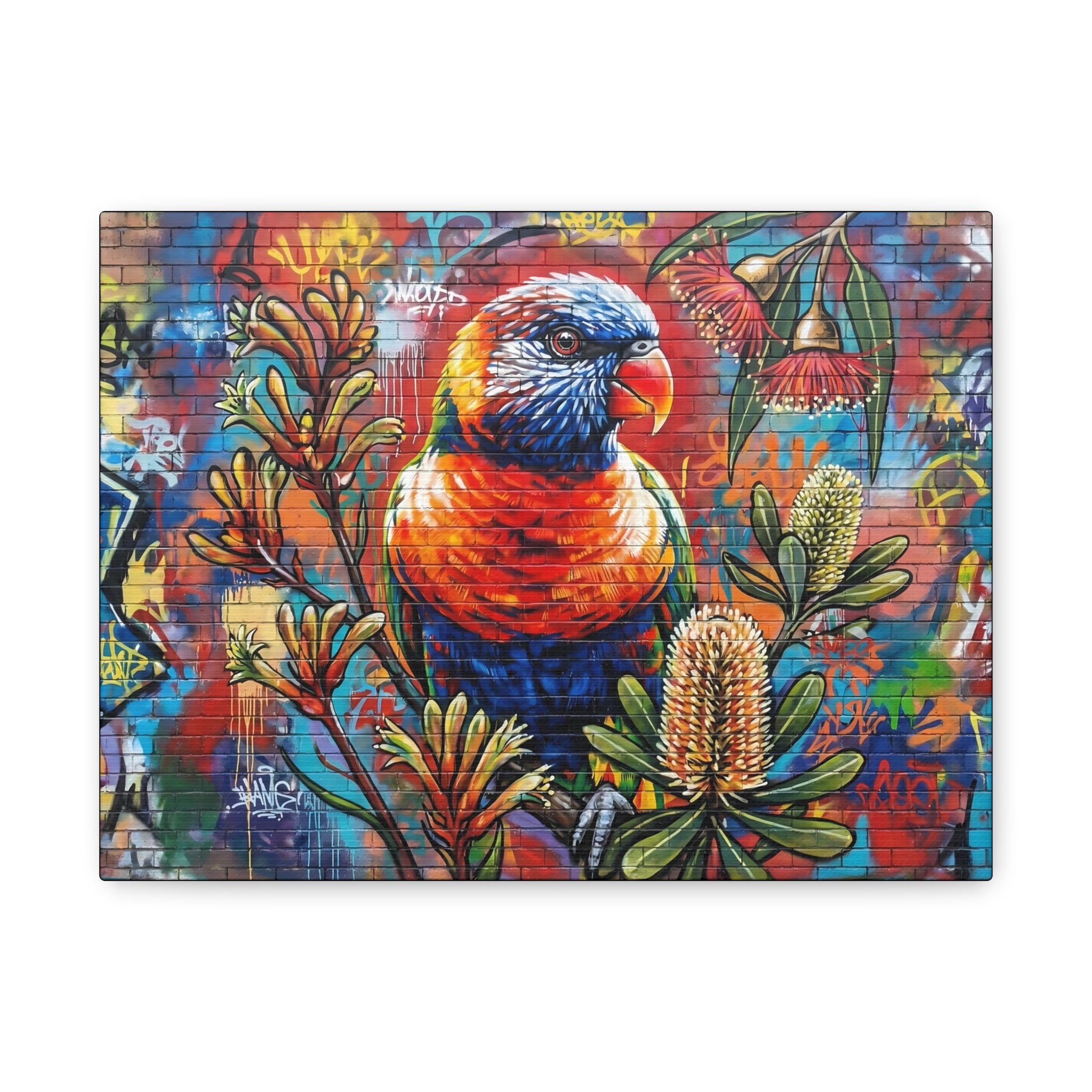 Rainbow Lorikeet Graffiti Canvas Print — Urban Bird Wall Art