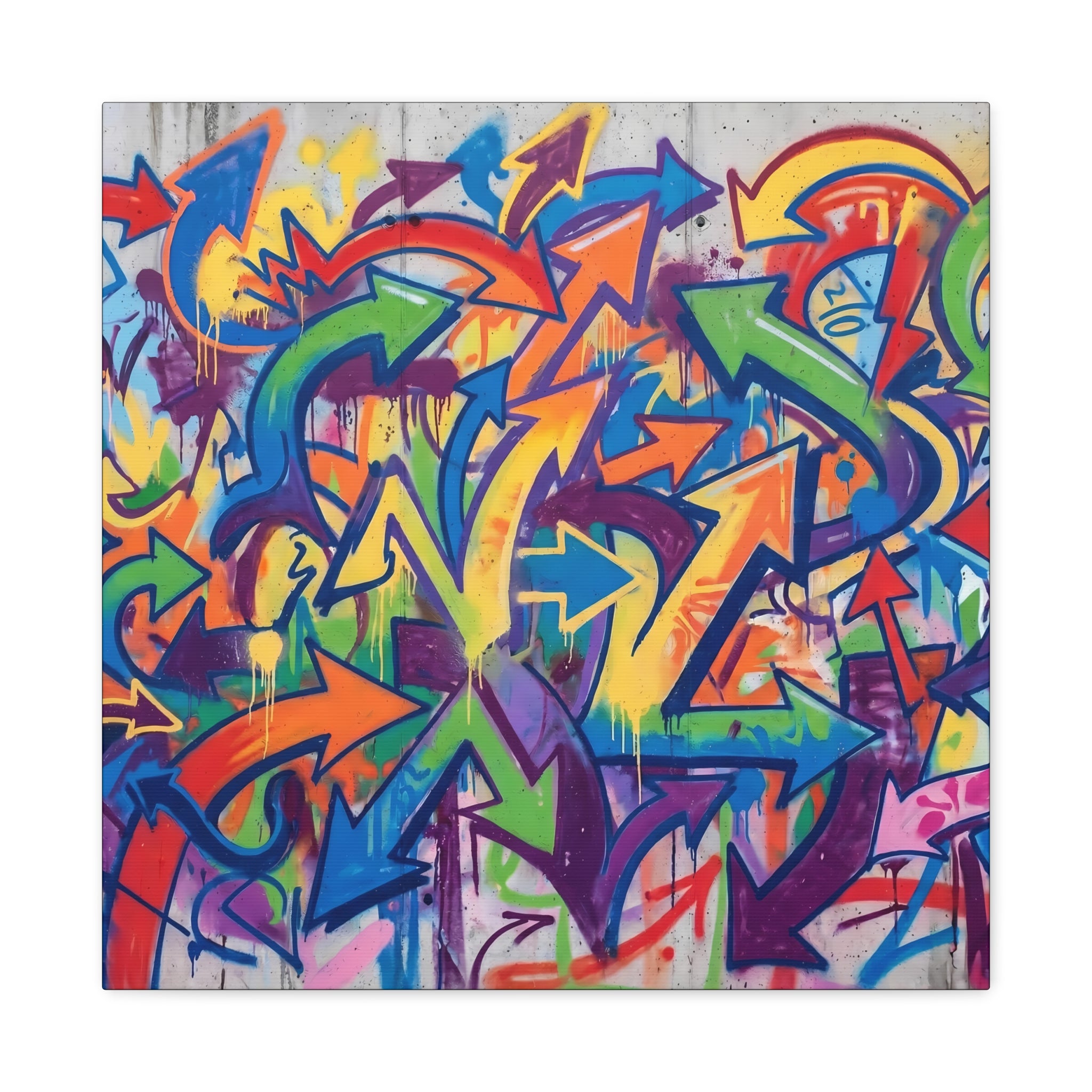 Abstract Arrow Graffiti Canvas Print — Colorful Urban Street Art Wall Decor