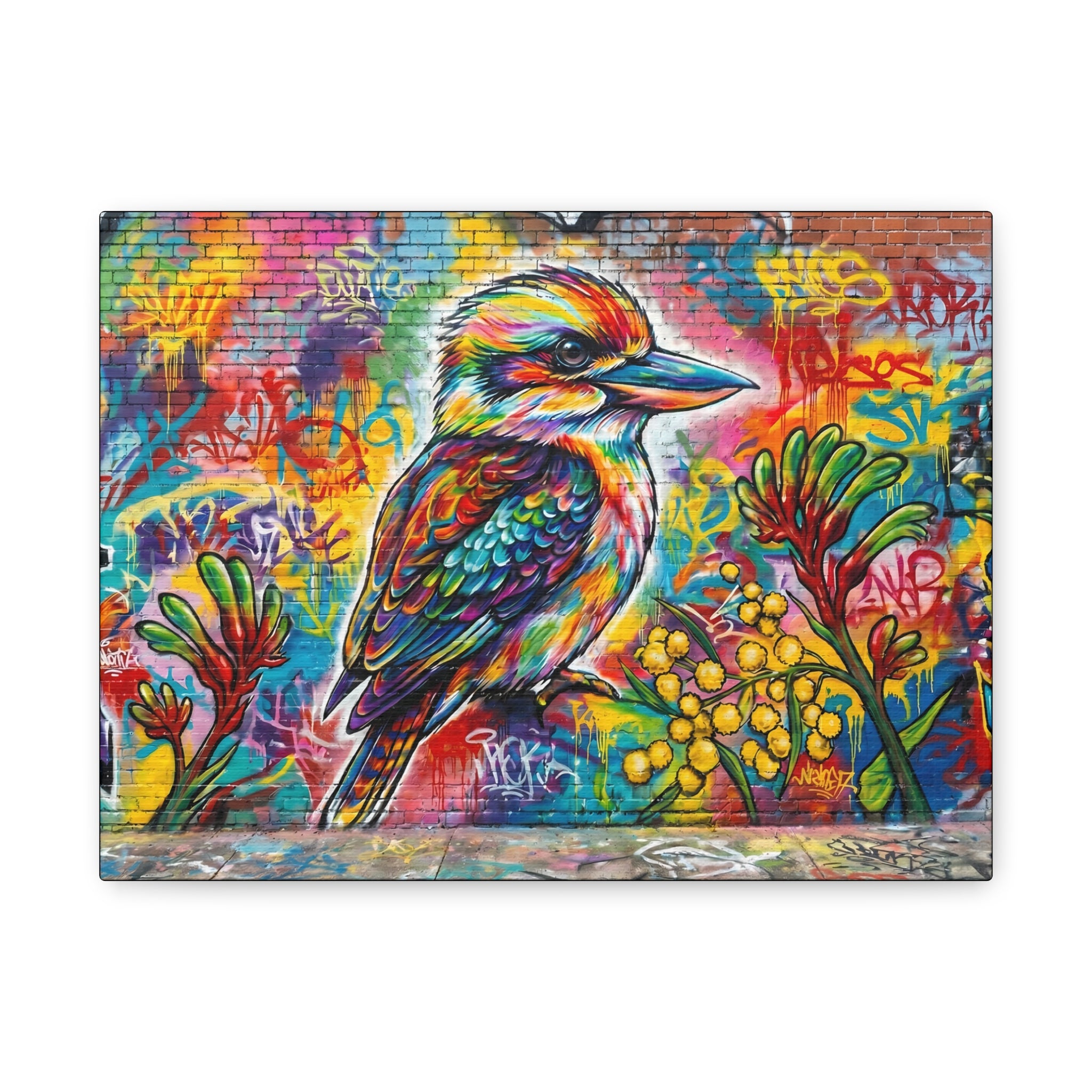 Graffiti Art Kookaburra Matte Canvas Stretched 1.25"