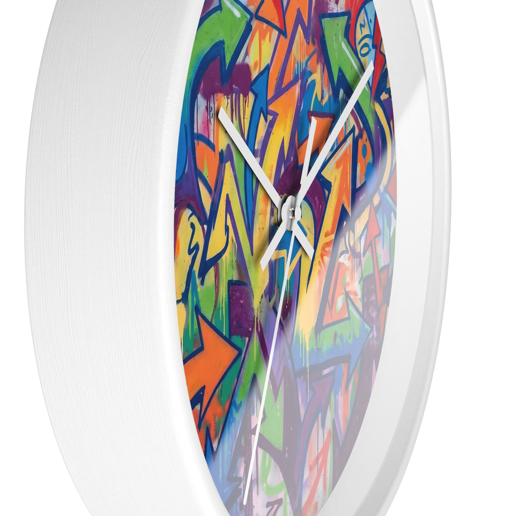 Graffiti Wall Clock — Colorful Urban Street Art Timepiece
