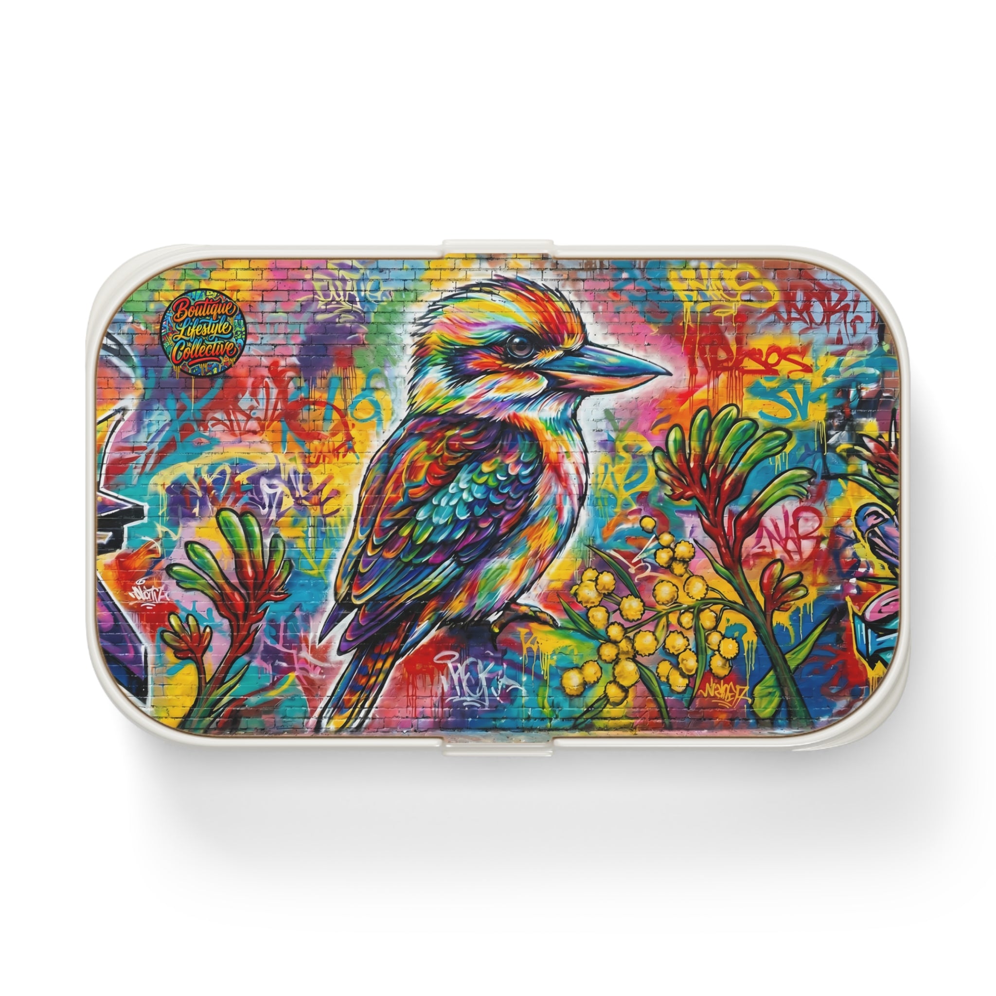 Colorful Kookaburra Bento Lunch Box – Urban Graffiti Bird Design