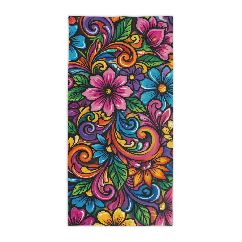 Vibrant Floral Beach Towel – Colorful Tropical Design