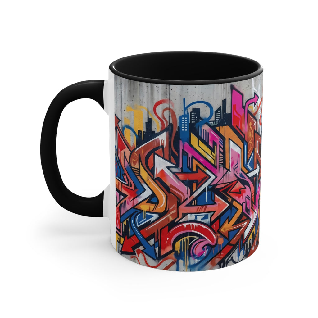 Graffiti Street Art Accent Mug — Colorful Urban Skyline 11oz