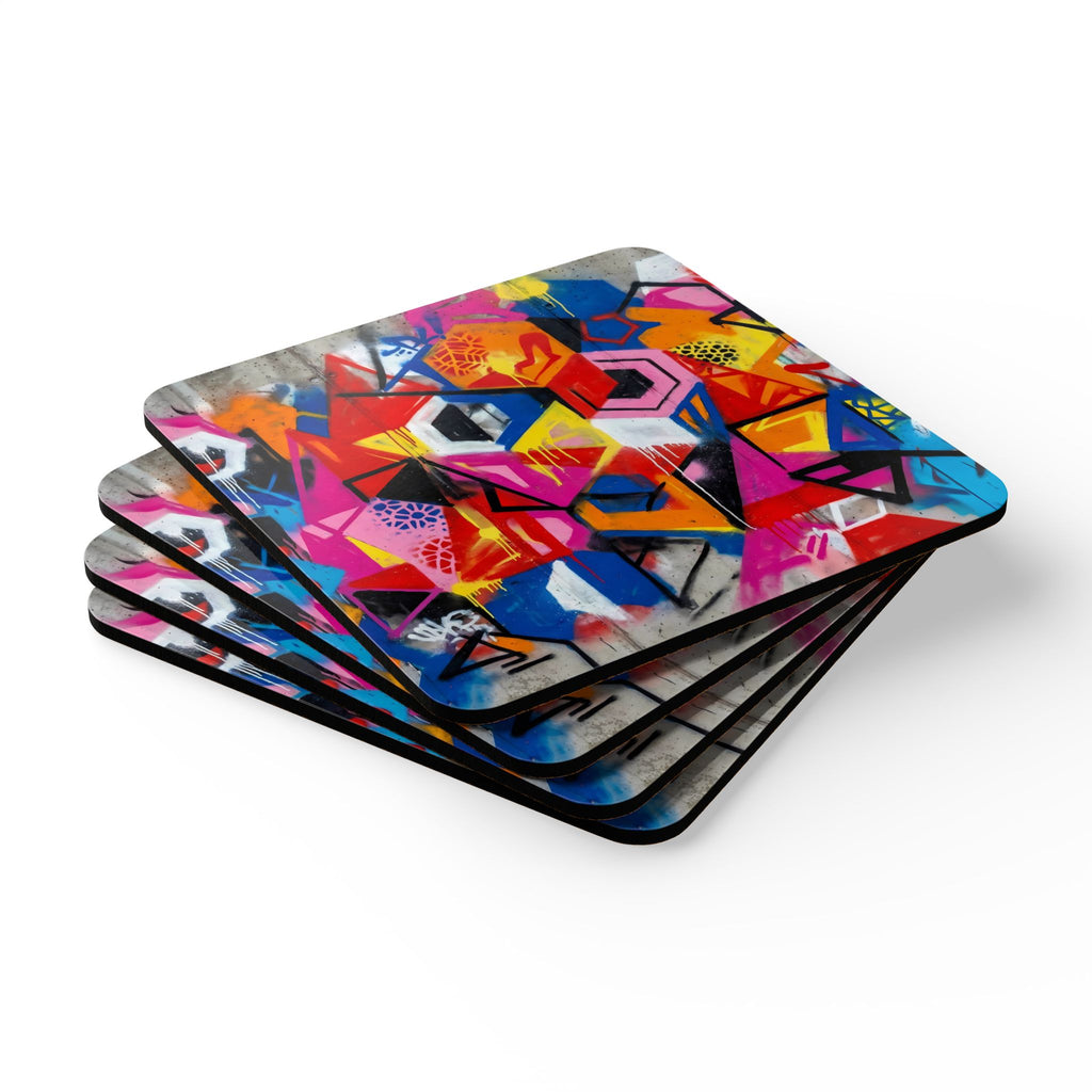 Graffiti Street Art Corkwood Coaster Set — Urban Drink Coasters (Set of 4)