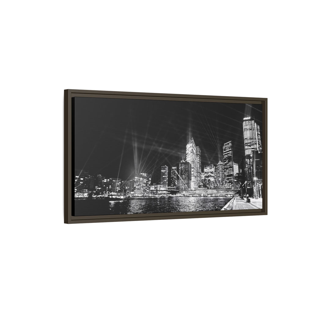 Framed Matte Canvas - Sydney Cityscape Black & White Wall Art