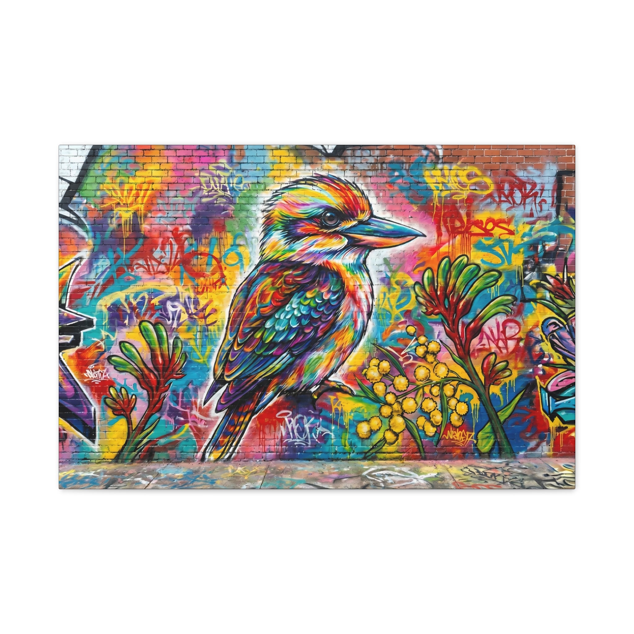Graffiti Art Kookaburra Matte Canvas Stretched 1.25"