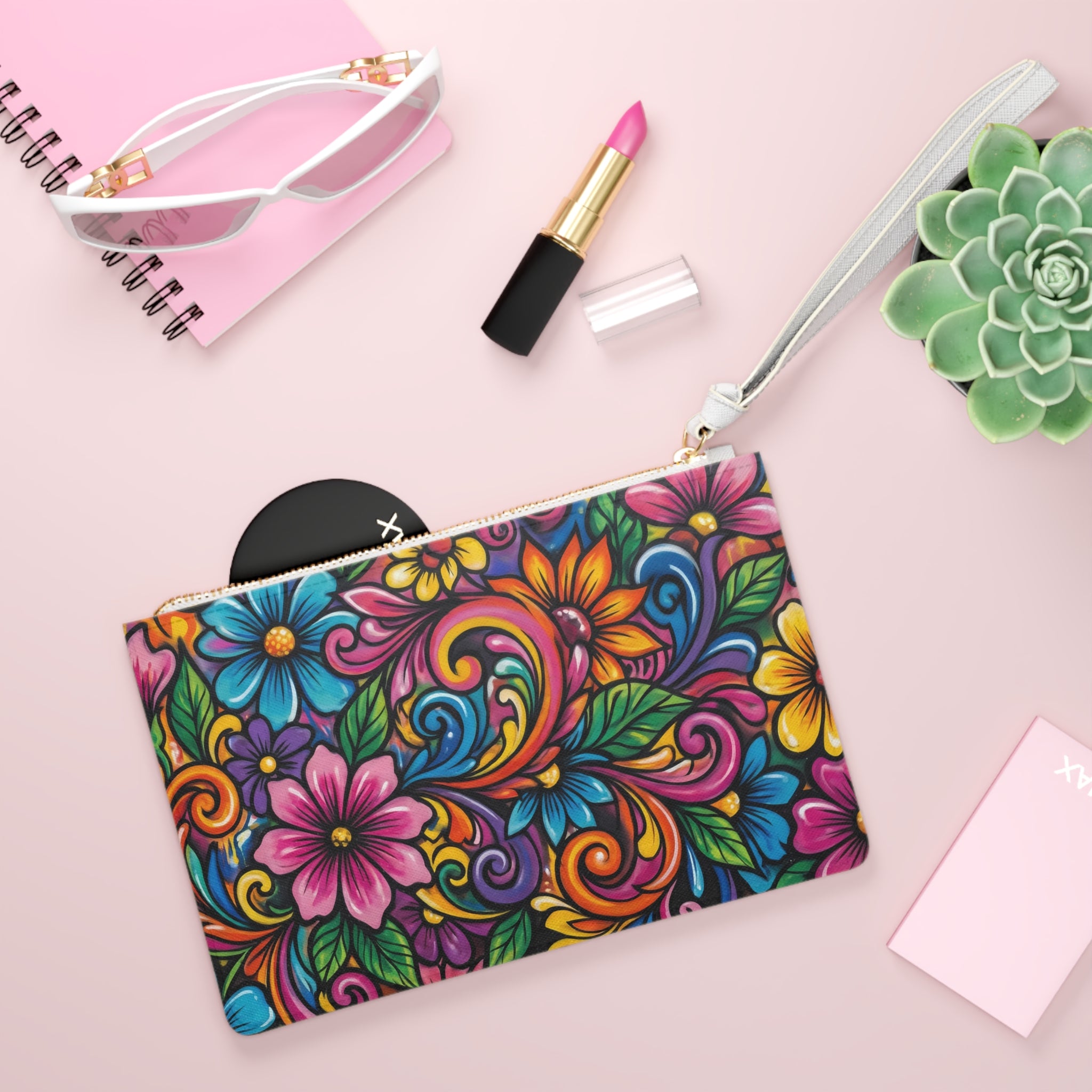Clutch Bag — Vibrant Floral Swirl Purse