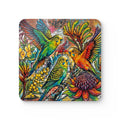 Budgerigar Bird Cork Coaster Set — Colorful Budgie Drink Coasters (Set of 4)