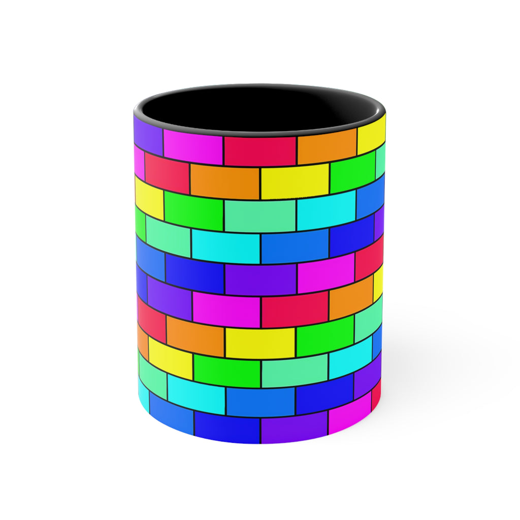 Colorful Accent Mug — Rainbow Brick Wall, 11oz