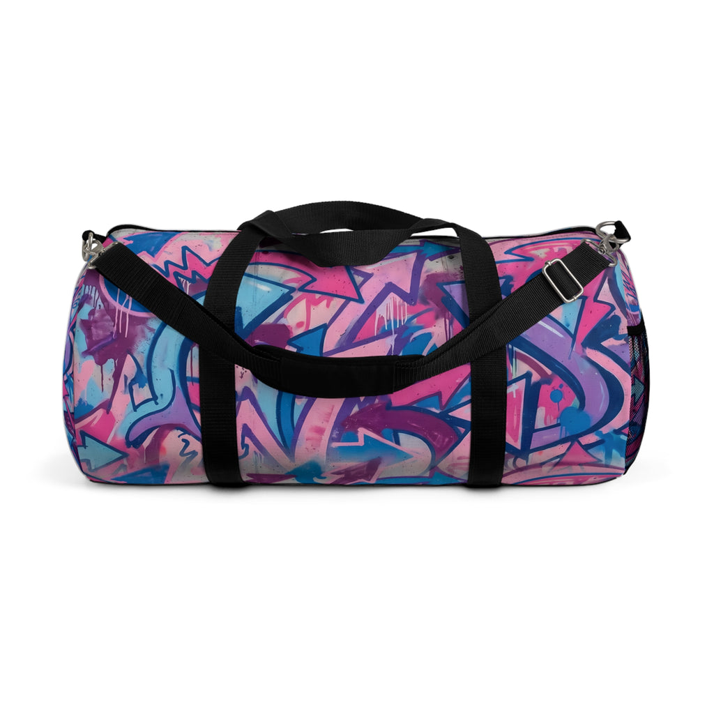Pink & Blue Graffiti Duffel Bag — Urban Street Art Travel Gym Bag