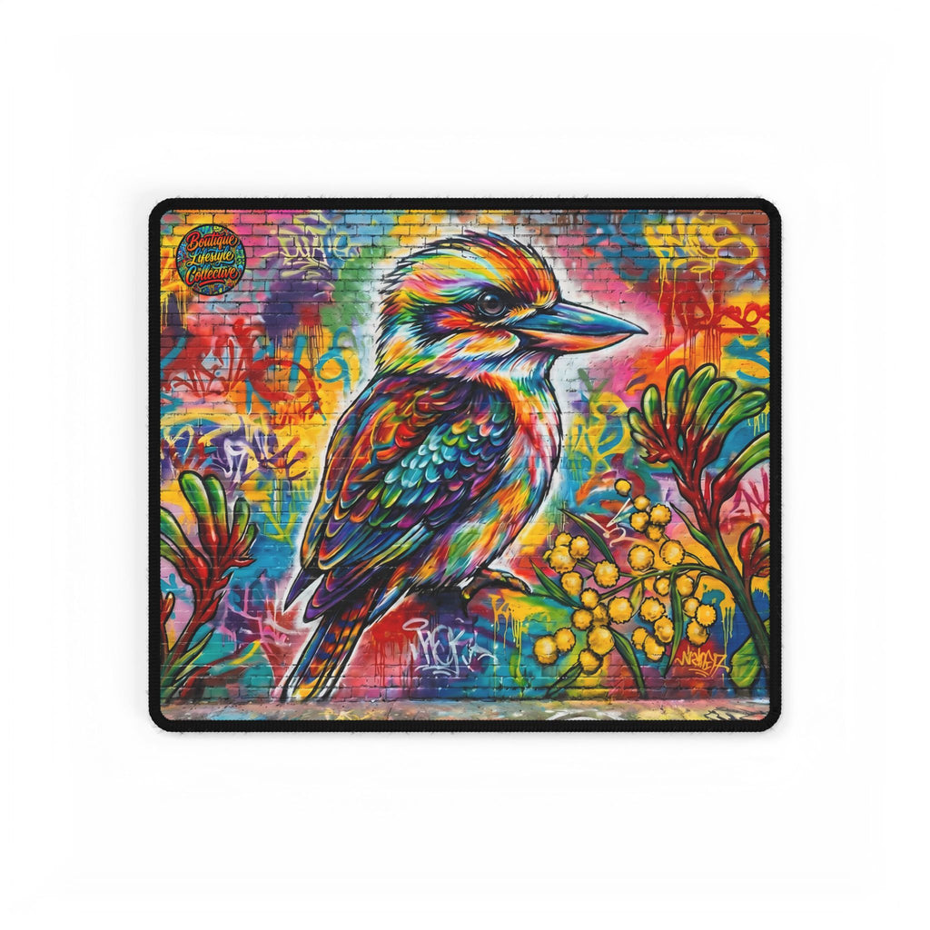 Colorful Kookaburra Desk Mat — Vibrant Wildlife Mouse Pad with Floral Aussie Design