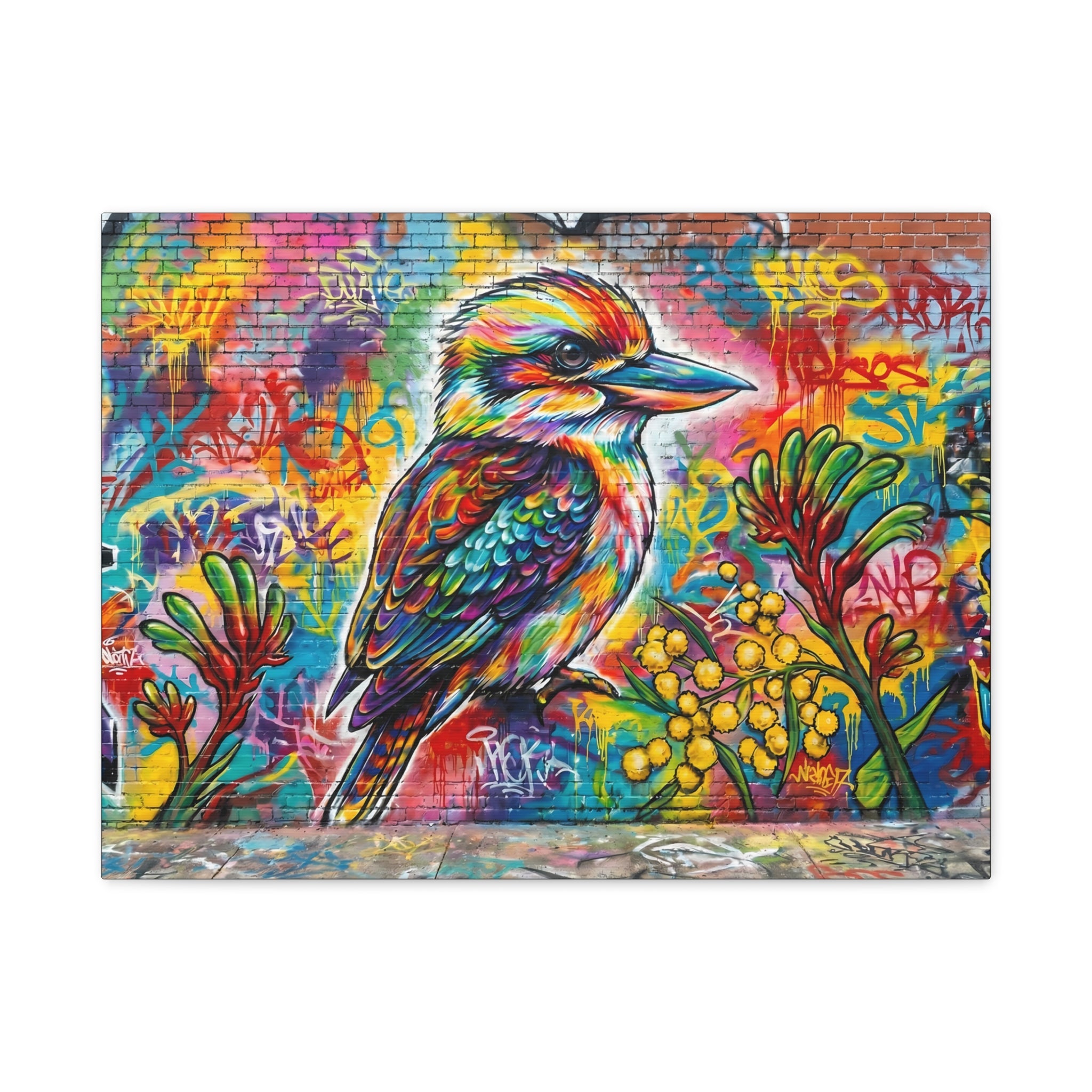 Graffiti Art Kookaburra Matte Canvas Stretched 1.25"