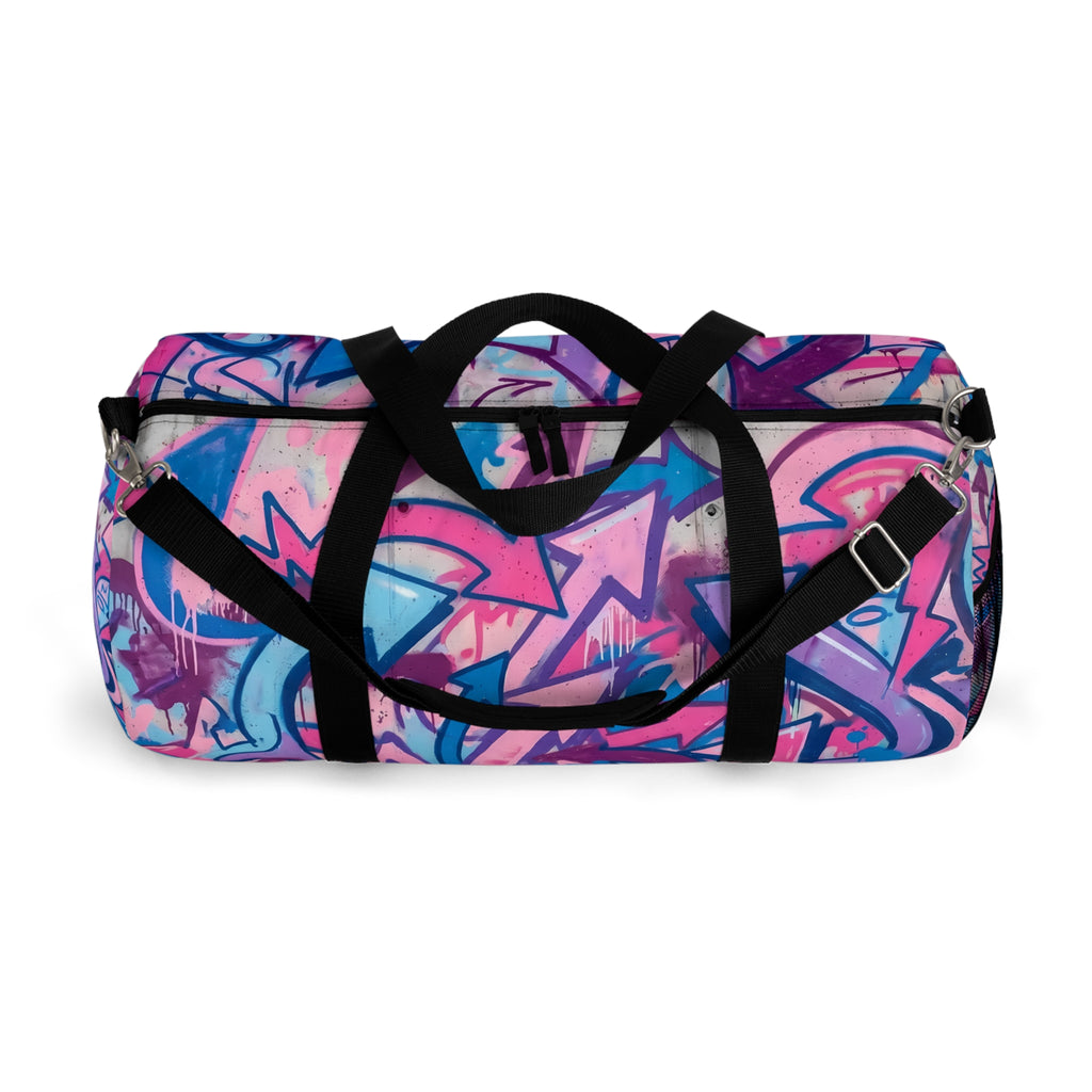Pink & Blue Graffiti Duffel Bag — Urban Street Art Travel Gym Bag