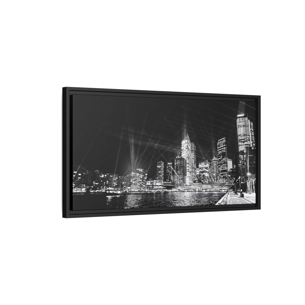 Framed Matte Canvas - Sydney Cityscape Black & White Wall Art
