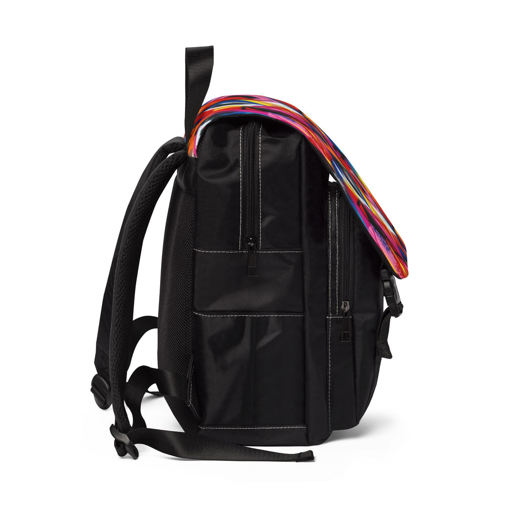 Graffiti Geo Print Backpack — Colorful Urban Shoulder Bag