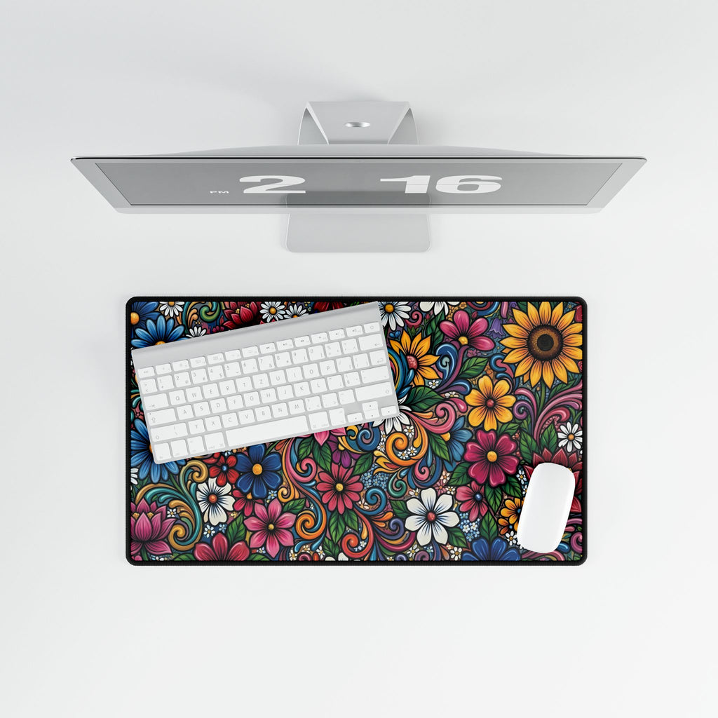 Colorful Floral Pattern Desk Mat | Boho Flower Mouse Pad