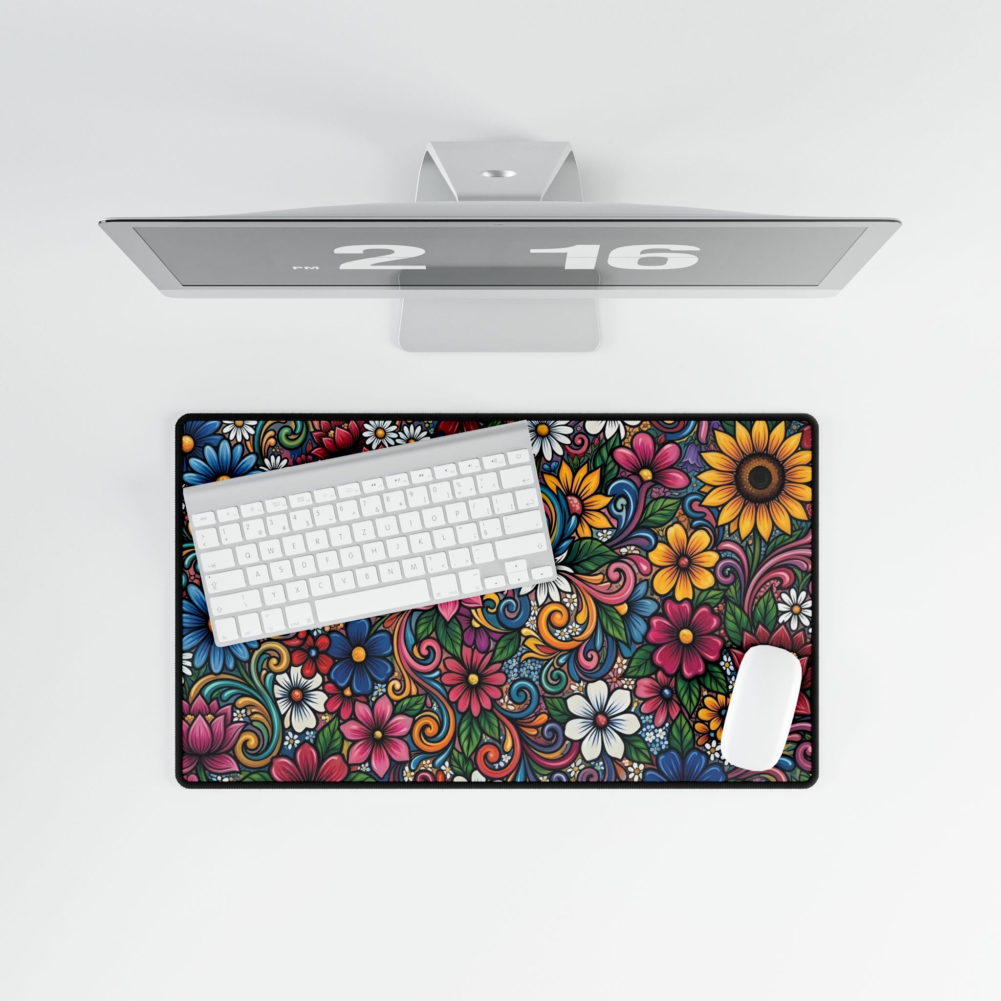 Colorful Floral Pattern Desk Mat | Boho Flower Mouse Pad