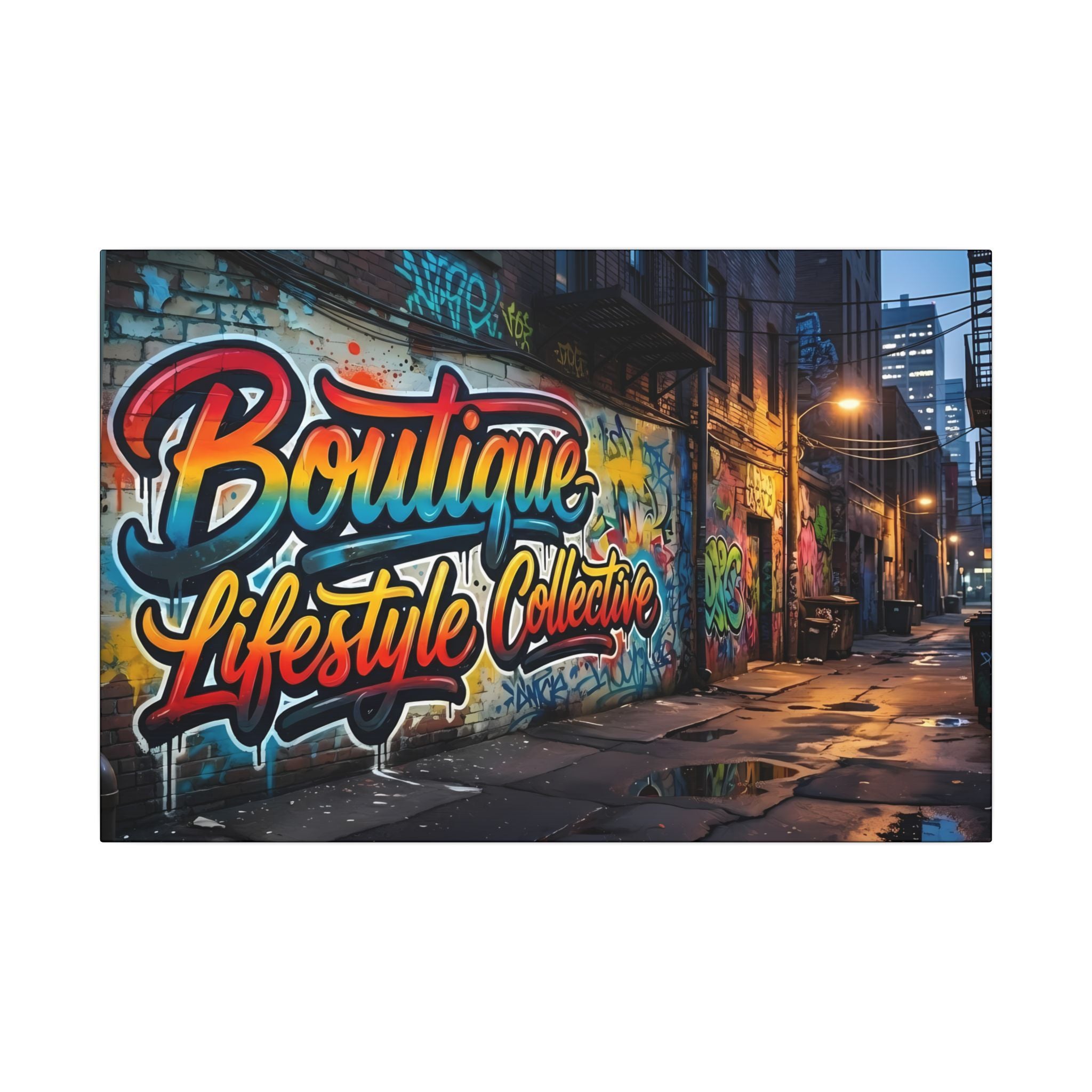 Classic Canvas Graffiti Art 'Boutique Lifestyle Collective'  Urban Wall Art