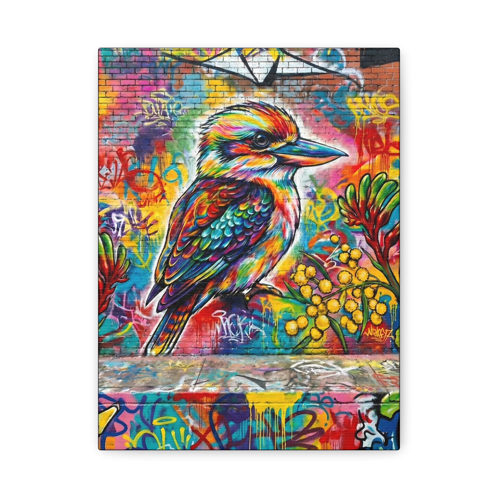 Graffiti Art Kookaburra Matte Canvas Stretched 1.25"