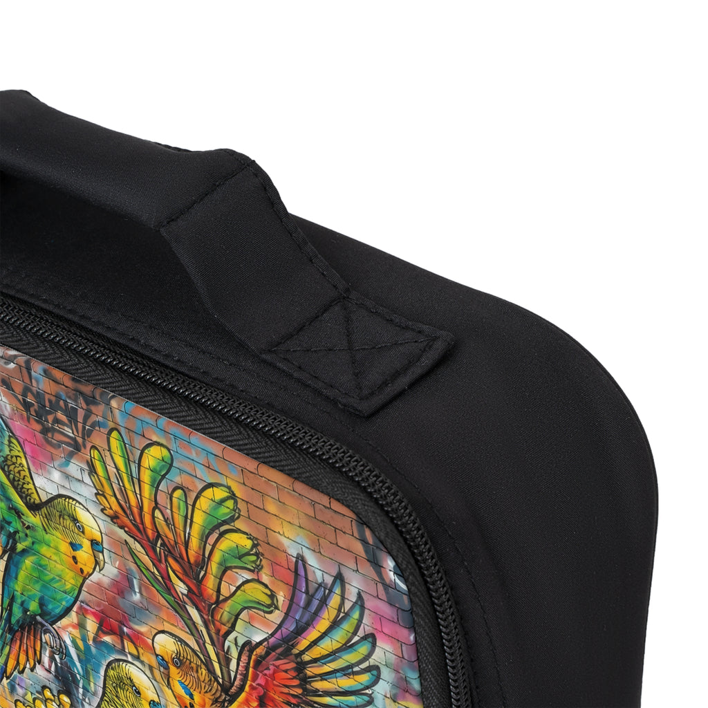 Vibrant Budgerigar Lunch Bag — Colorful Nature Design