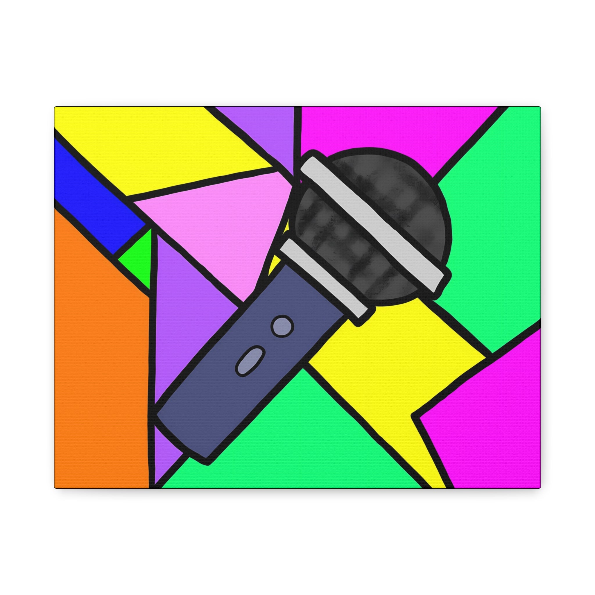 Classic Matte Canvas Pop Art Microphone — Vibrant Wall Art