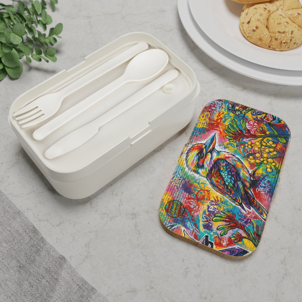 Colorful Kookaburra Bento Lunch Box – Urban Graffiti Bird Design
