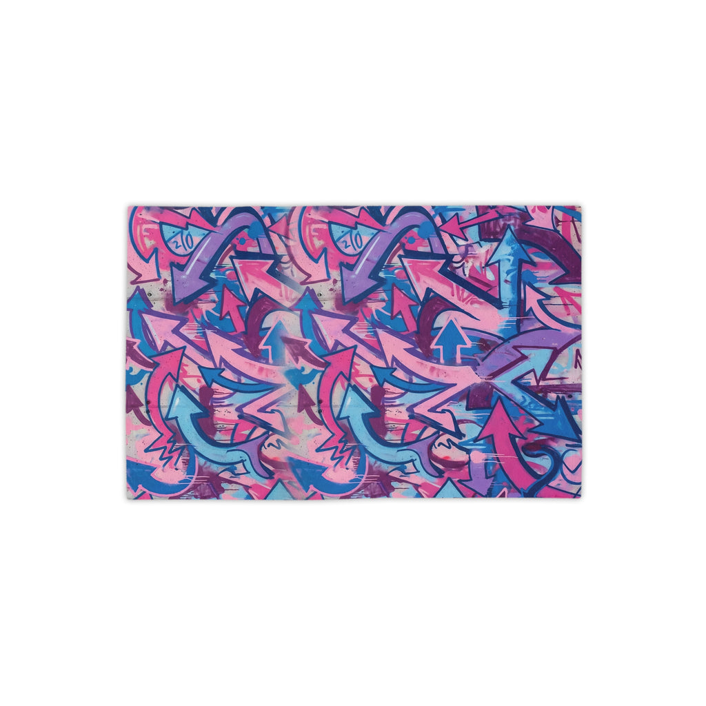 Graffiti Arrow Beach Towel — Pink & Blue Urban Street Art Design