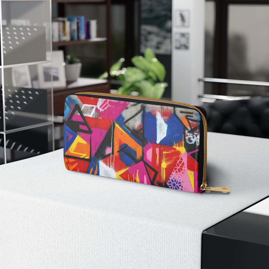 Colorful Geometric Graffiti Zipper Wallet | Street Art Purse