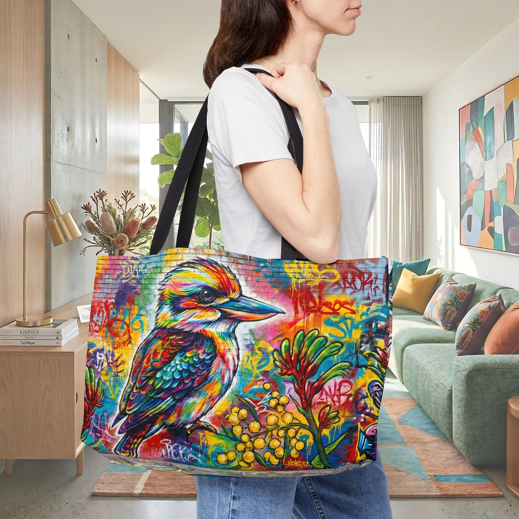 Colorful Kookaburra Art Weekender Tote Bag | Vibrant Bird Graffiti Design