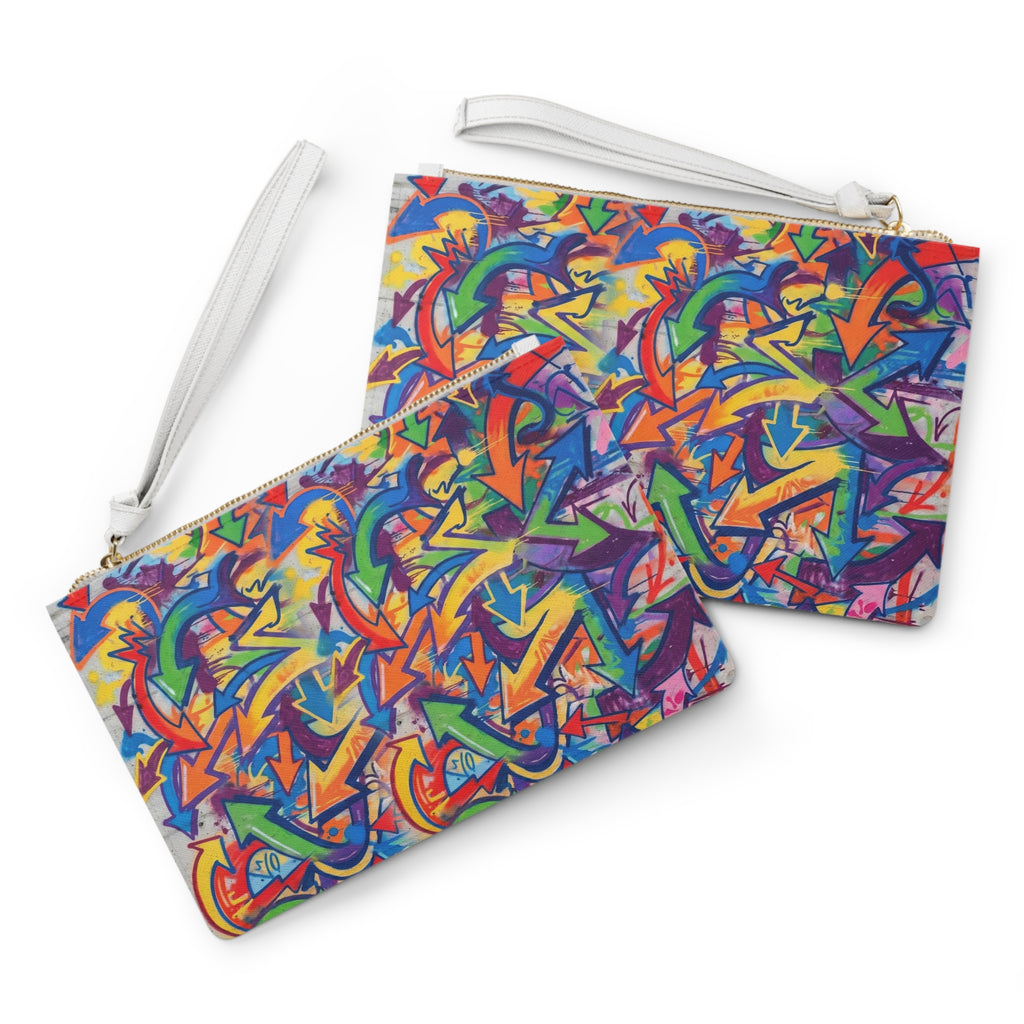 Graffiti Arrow Clutch Bag — Colorful Street Art Wristlet