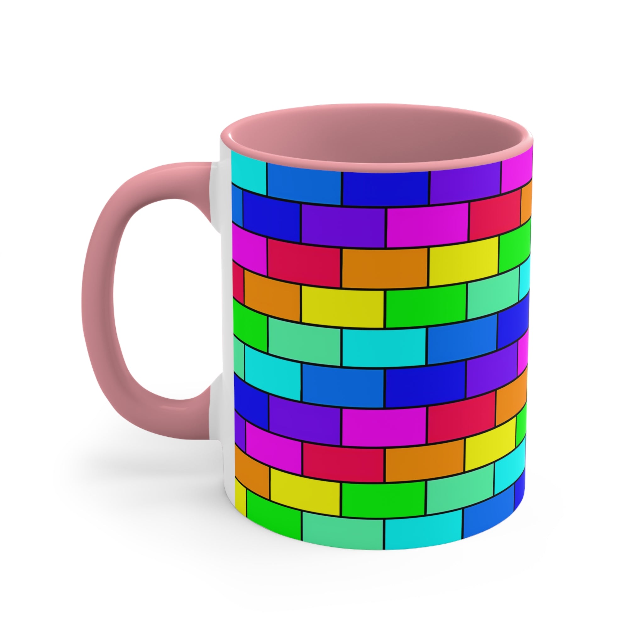 Colorful Accent Mug — Rainbow Brick Wall, 11oz