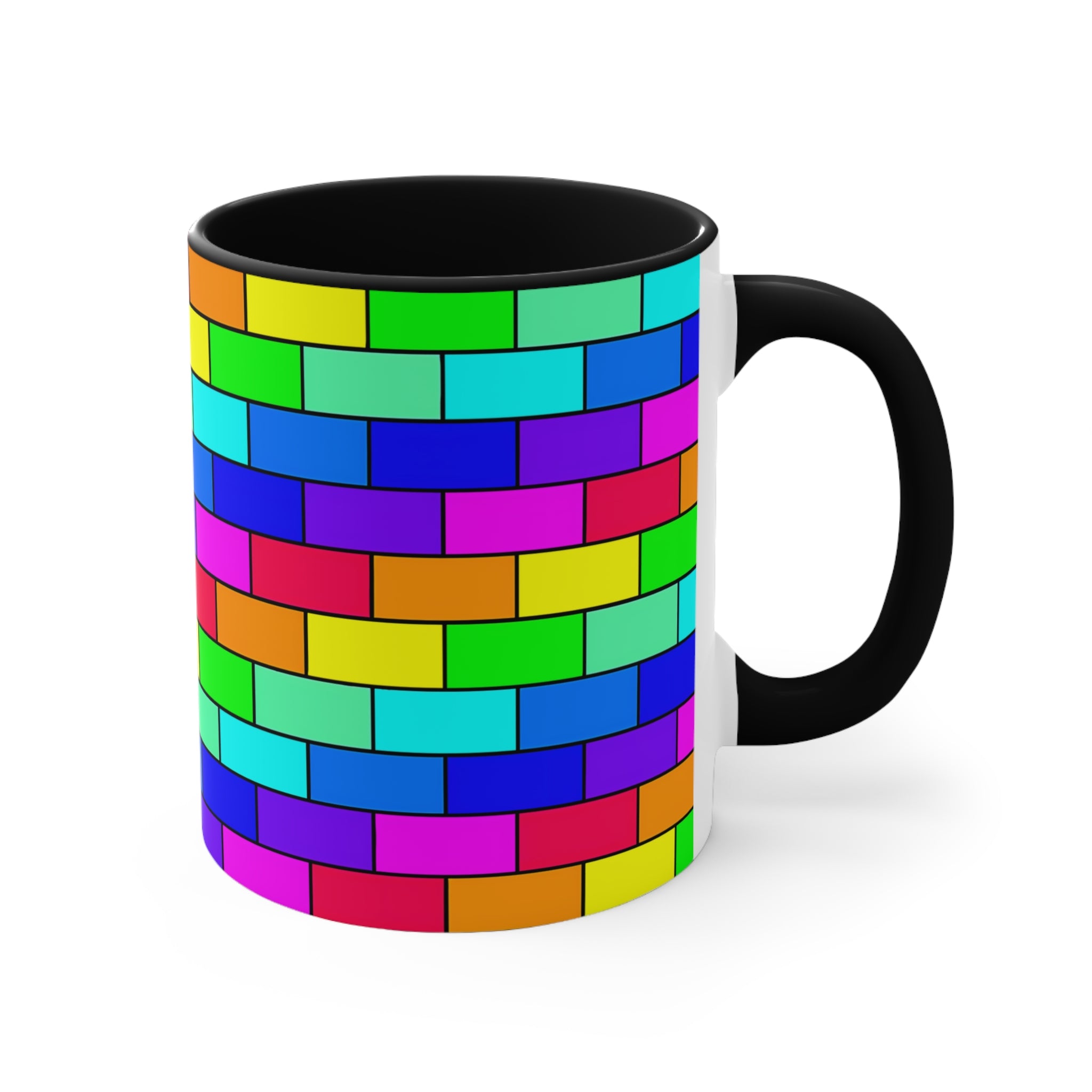 Colorful Accent Mug — Rainbow Brick Wall, 11oz