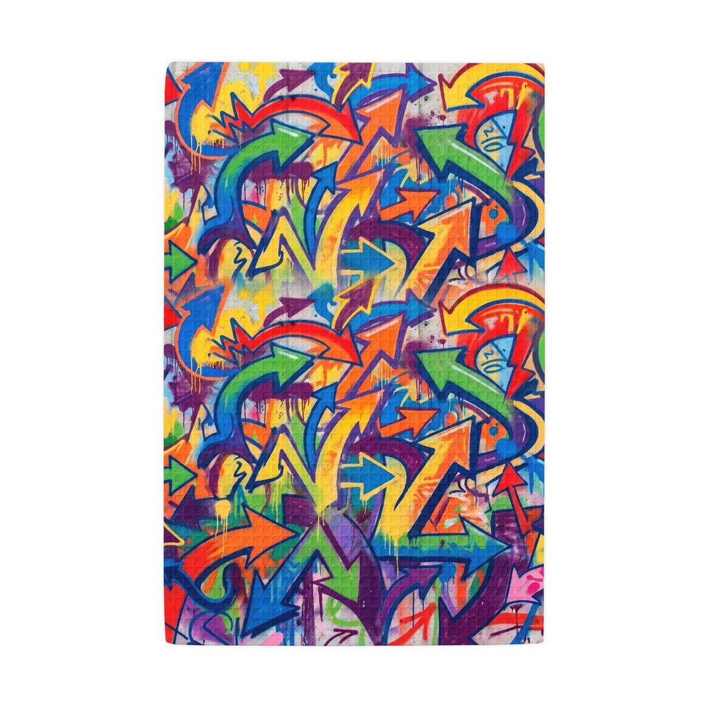 Waffle Weave Graffiti Arrow Kitchen Tea Towel