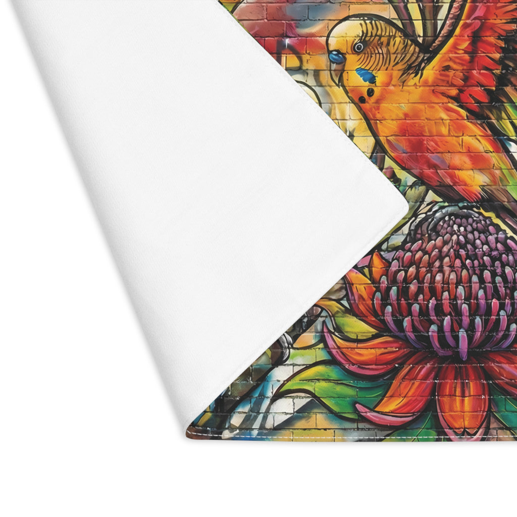 Graffiti Budgerigar Placemat — Vibrant Urban Art Table Mat
