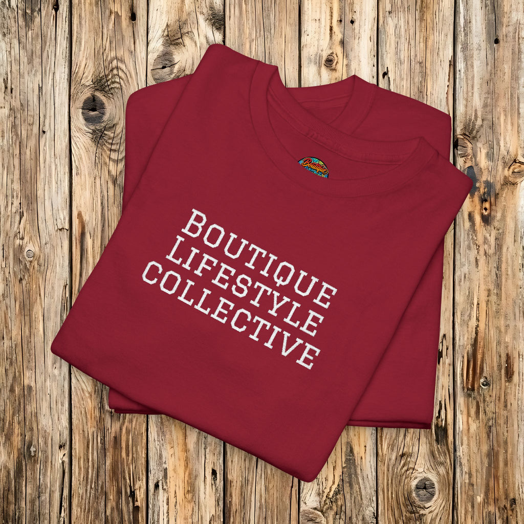 Heavy Cotton Tee - Boutique Lifestyle Collective Embroidered T-Shirt — Est. 2026 Sleeve Detail