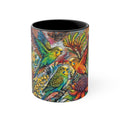 Colorful Budgerigar Floral Accent Mug — 11oz Ceramic Coffee Cup (Multiple Colours)