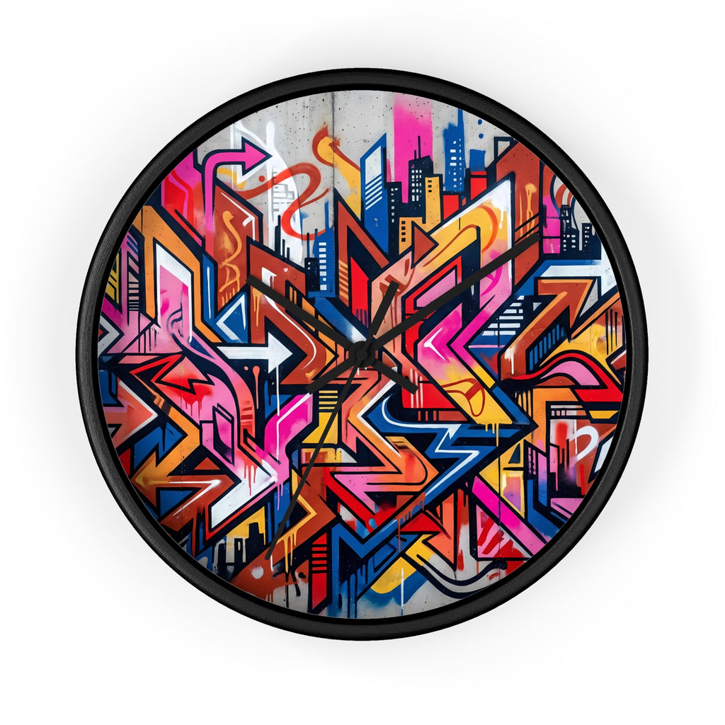Graffiti Design Wall Clock — Colorful Urban Street Art Timepiece
