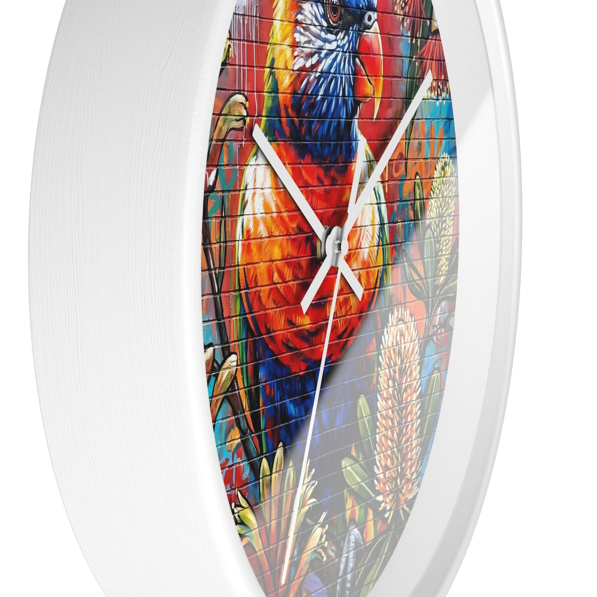 Rainbow Lorikeet Wall Clock | Colorful Parrot Art, Botanical Mural