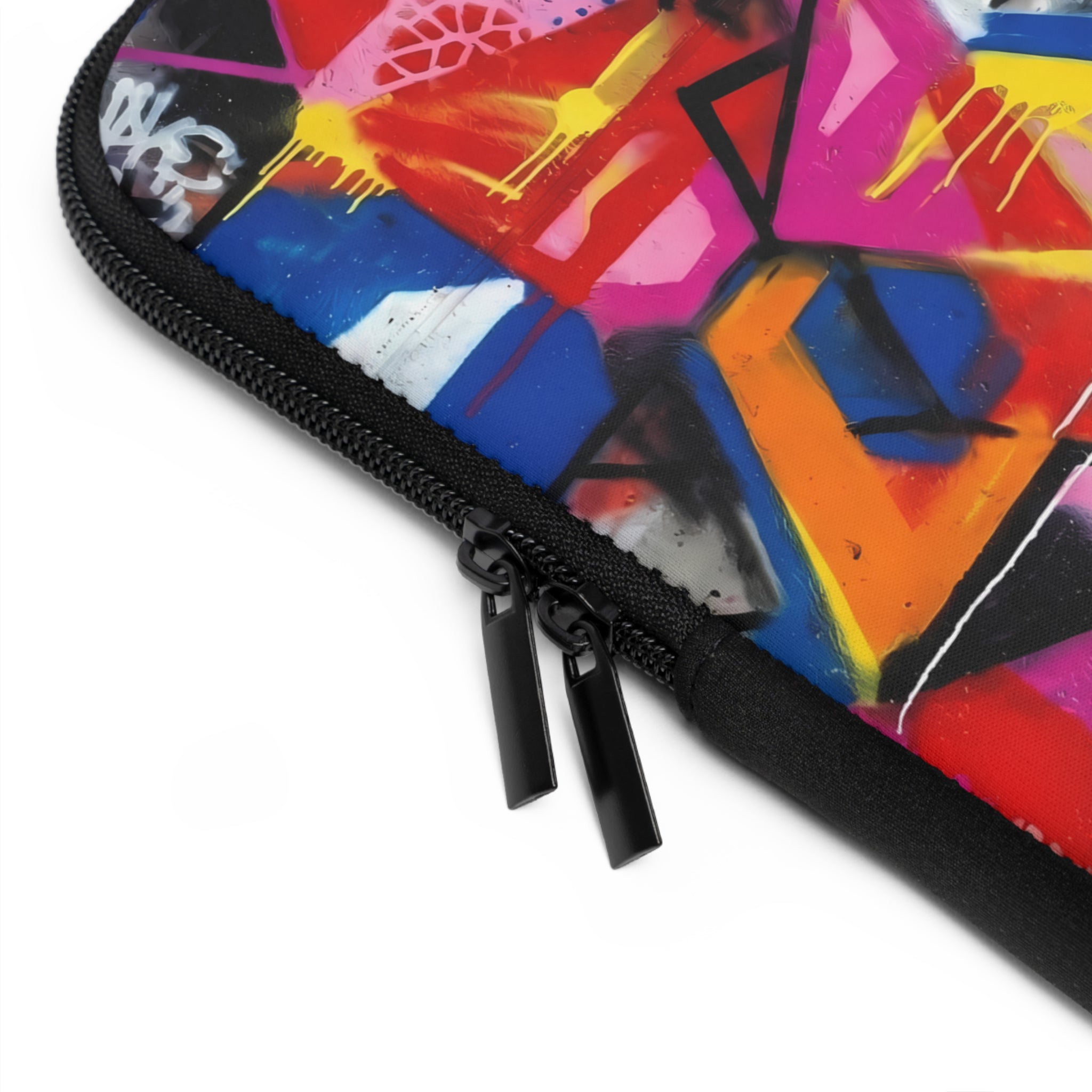 Abstract Geometric Laptop Sleeve — Vibrant Neon Graffiti Pattern