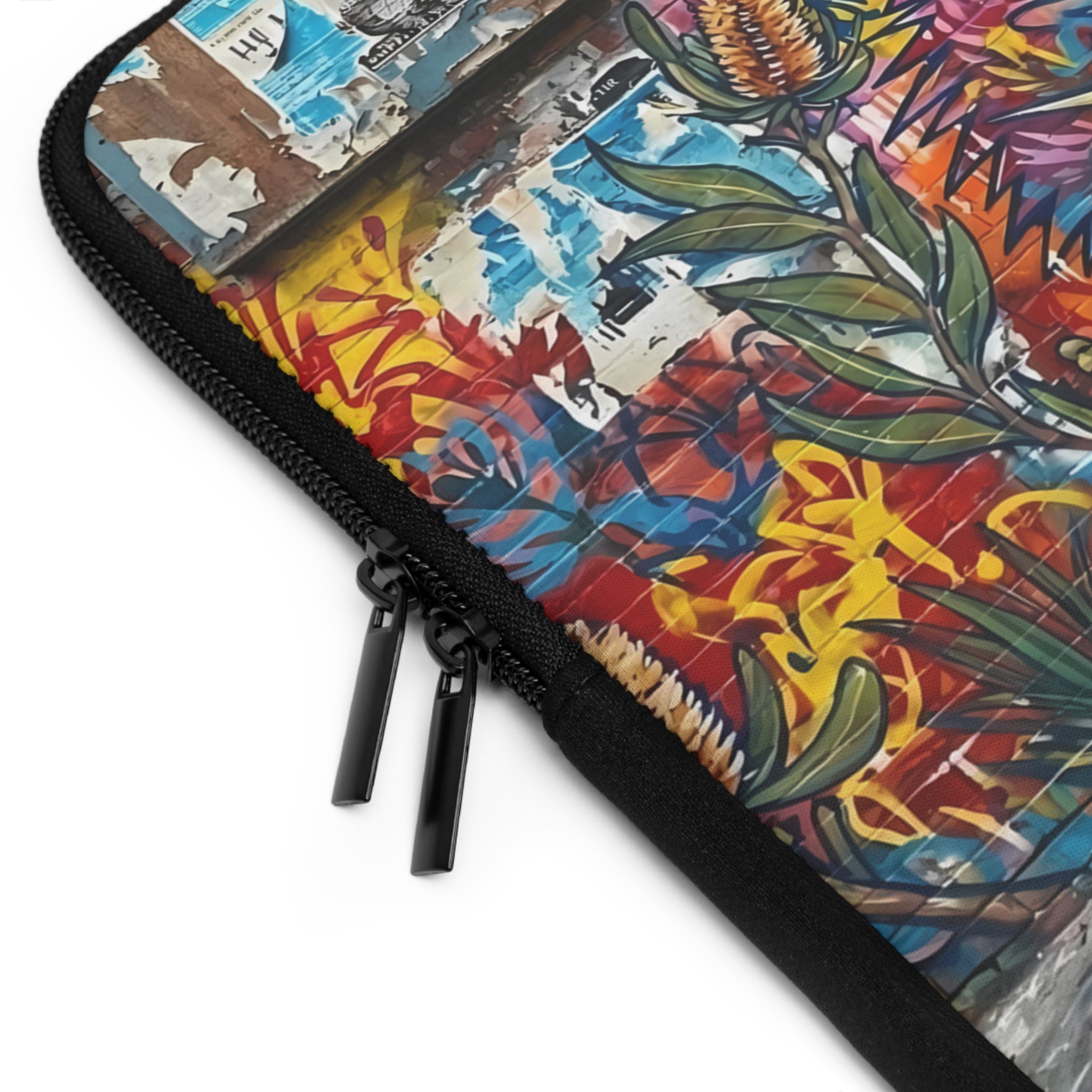 Colorful Echidna Street Art Laptop Sleeve | Urban Graffiti Wildlife