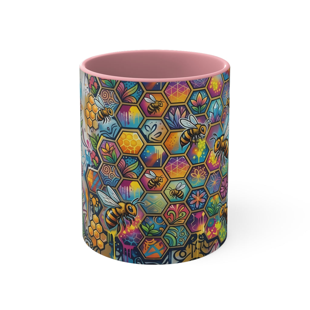 Honeycomb Bees Mug | Urban Art Design Coffee Mug, 11oz Ceramic