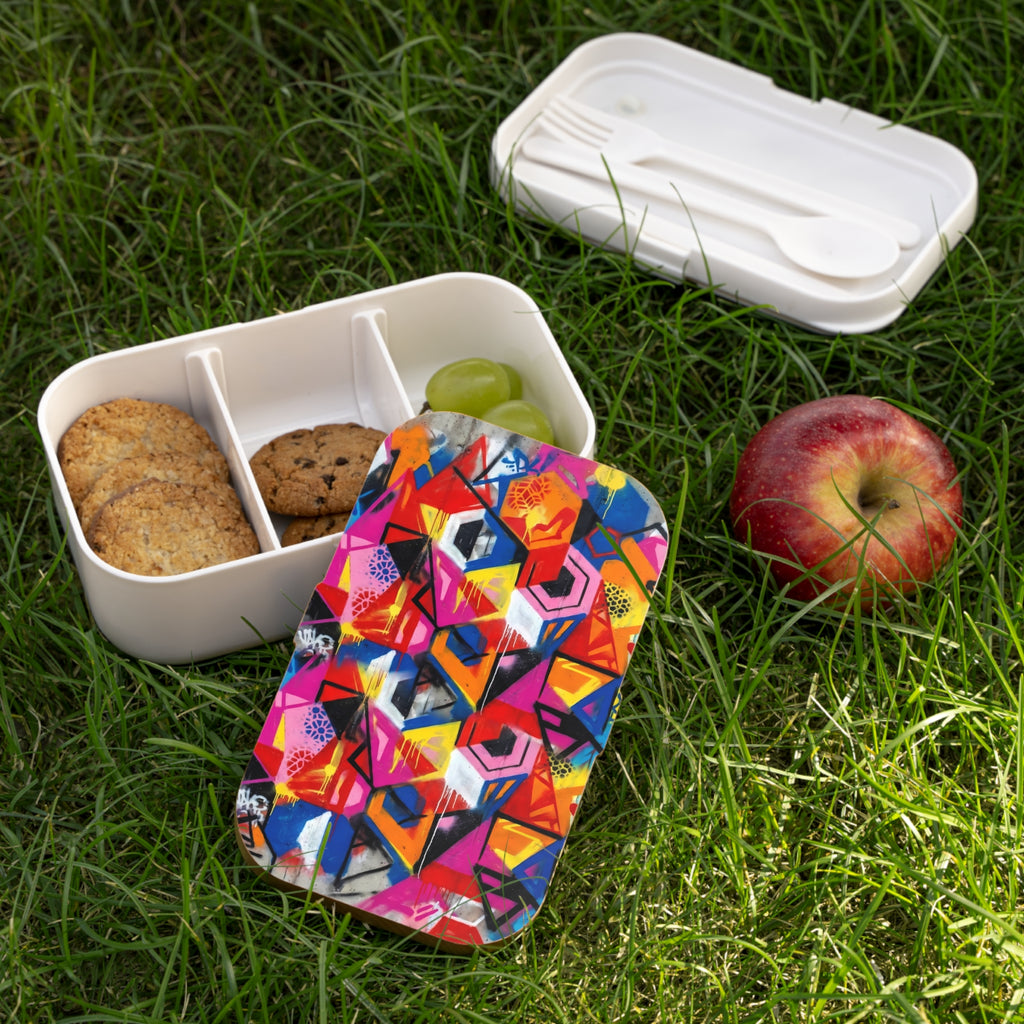 Bento Lunch Box — Colorful Geometric Graffiti Pattern
