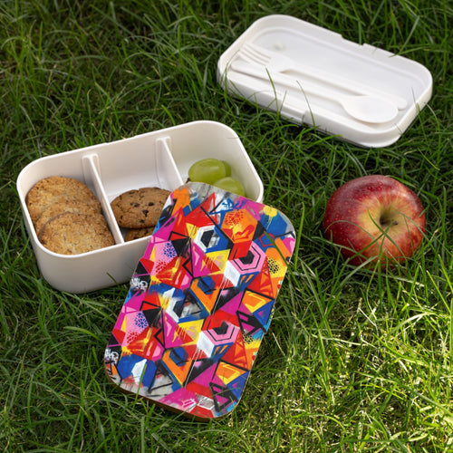 Bento Lunch Box — Colorful Geometric Graffiti Pattern