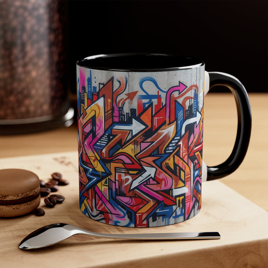 Graffiti Street Art Accent Mug — Colorful Urban Skyline 11oz