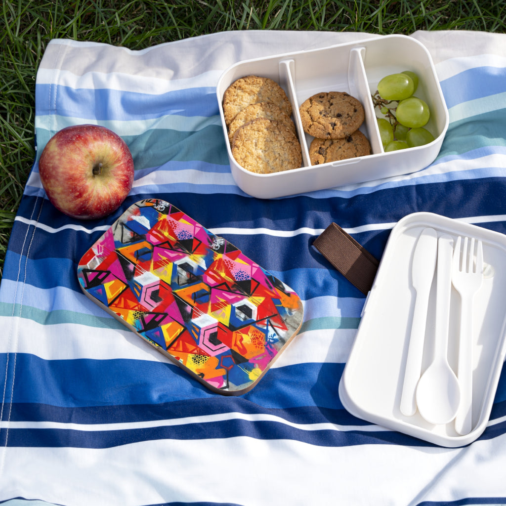Bento Lunch Box — Colorful Geometric Graffiti Pattern