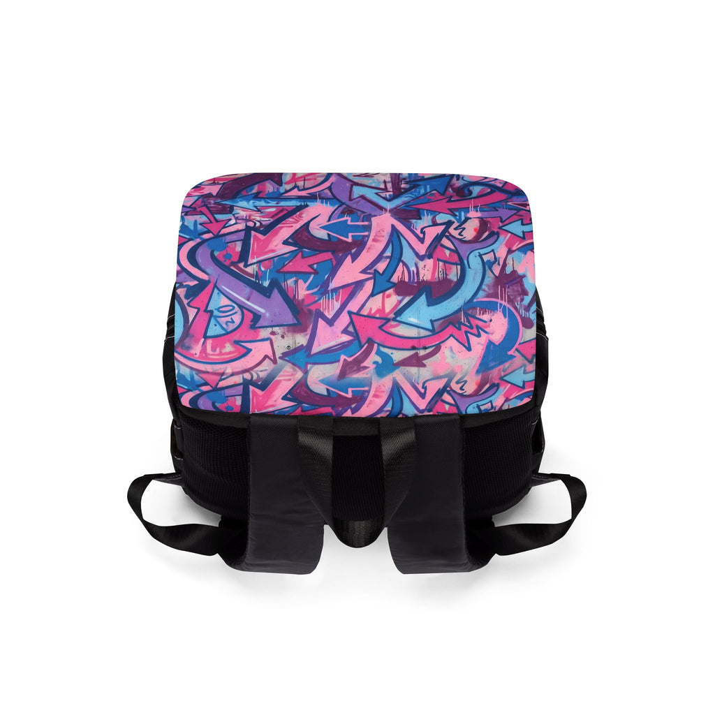 Graffiti Arrow Backpack — Colorful Urban Casual Shoulder Pack