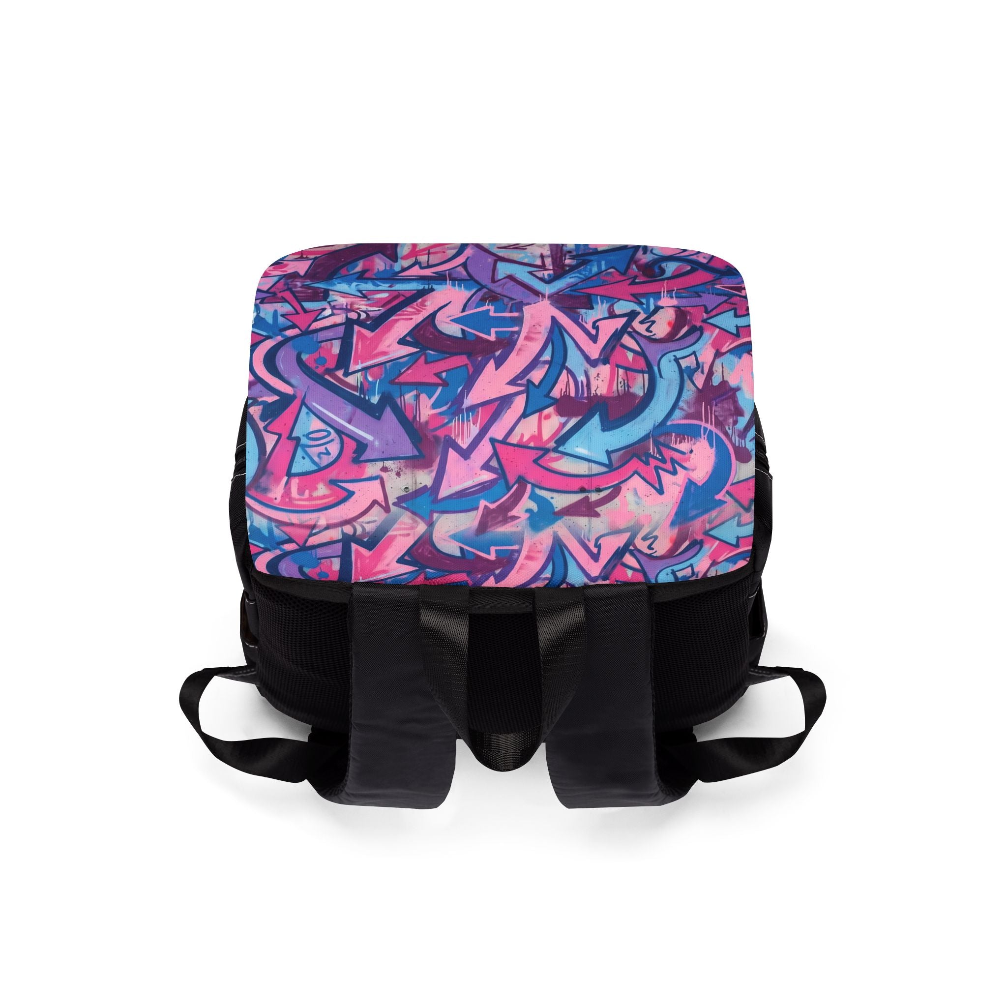 Graffiti Arrow Backpack — Colorful Urban Casual Shoulder Pack