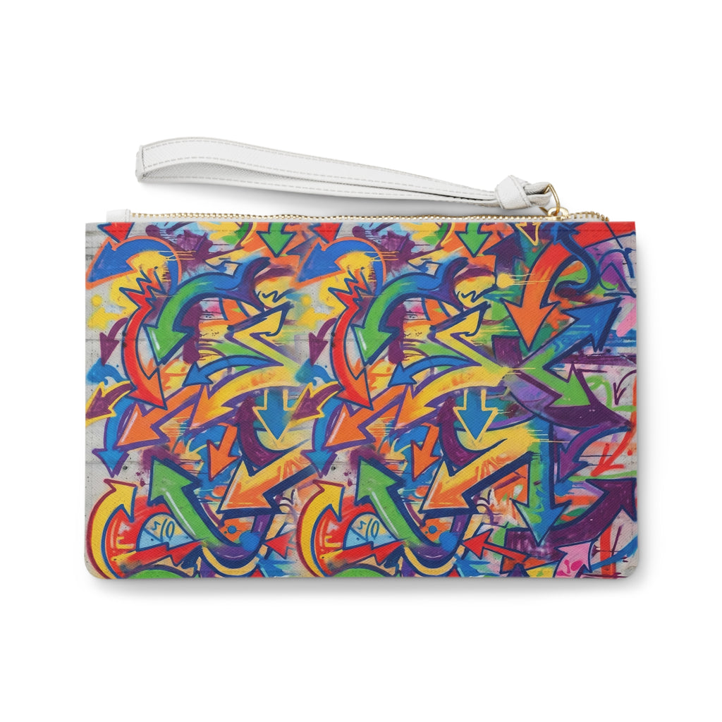 Graffiti Arrow Clutch Bag — Colorful Street Art Wristlet